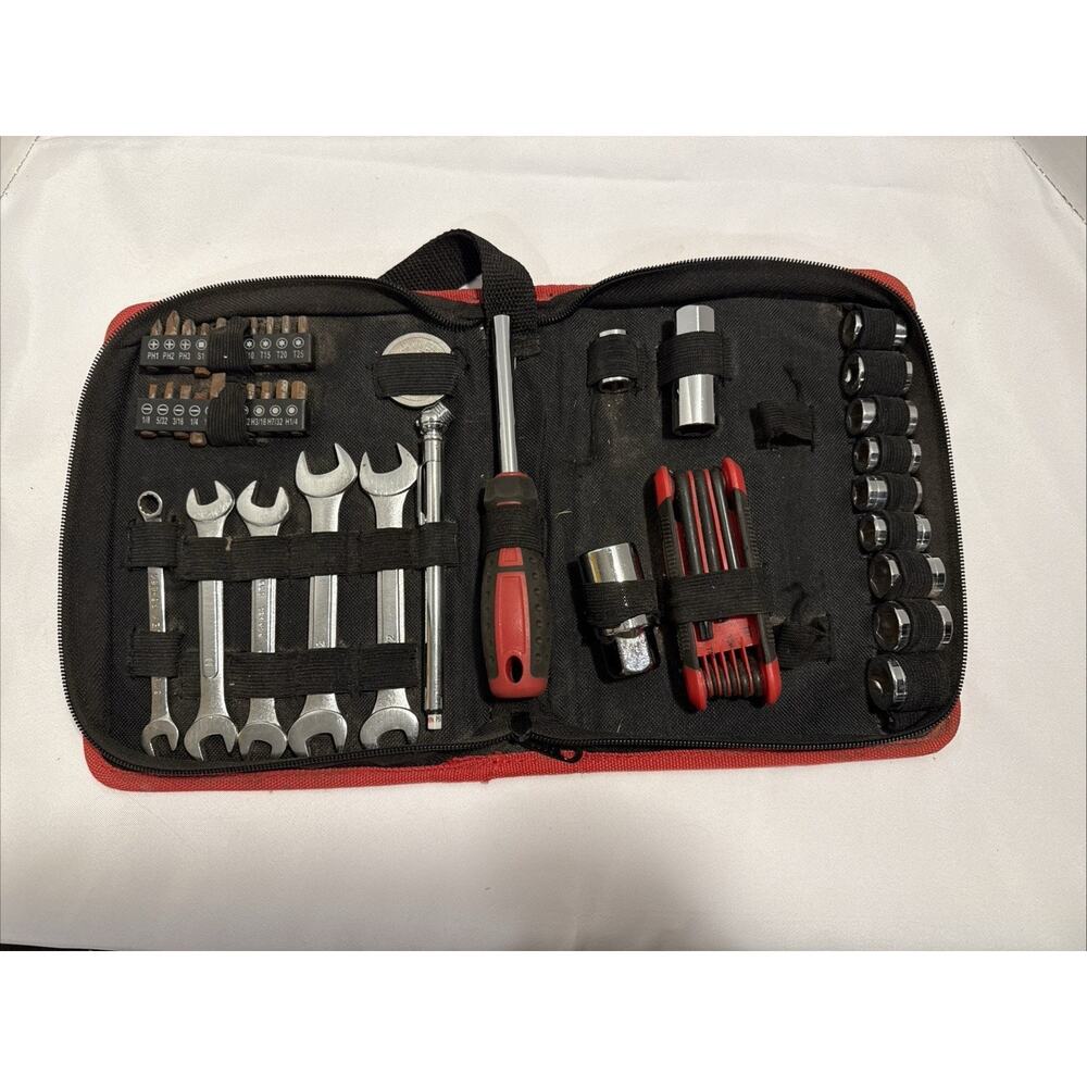 Hyper Tough 41-Piece Wrench, Socket and Bit Set in Red Zippered Case